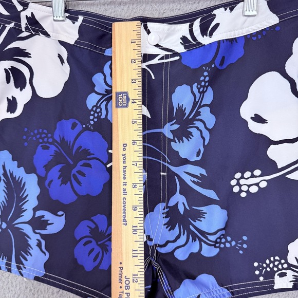 Beach Rays Board Shorts Womens 12 Blue Floral Hawaiian Swim Lined Quick Dry - Picture 7 of 10